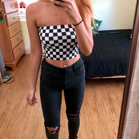 Tops - NWT checkered flag tube top